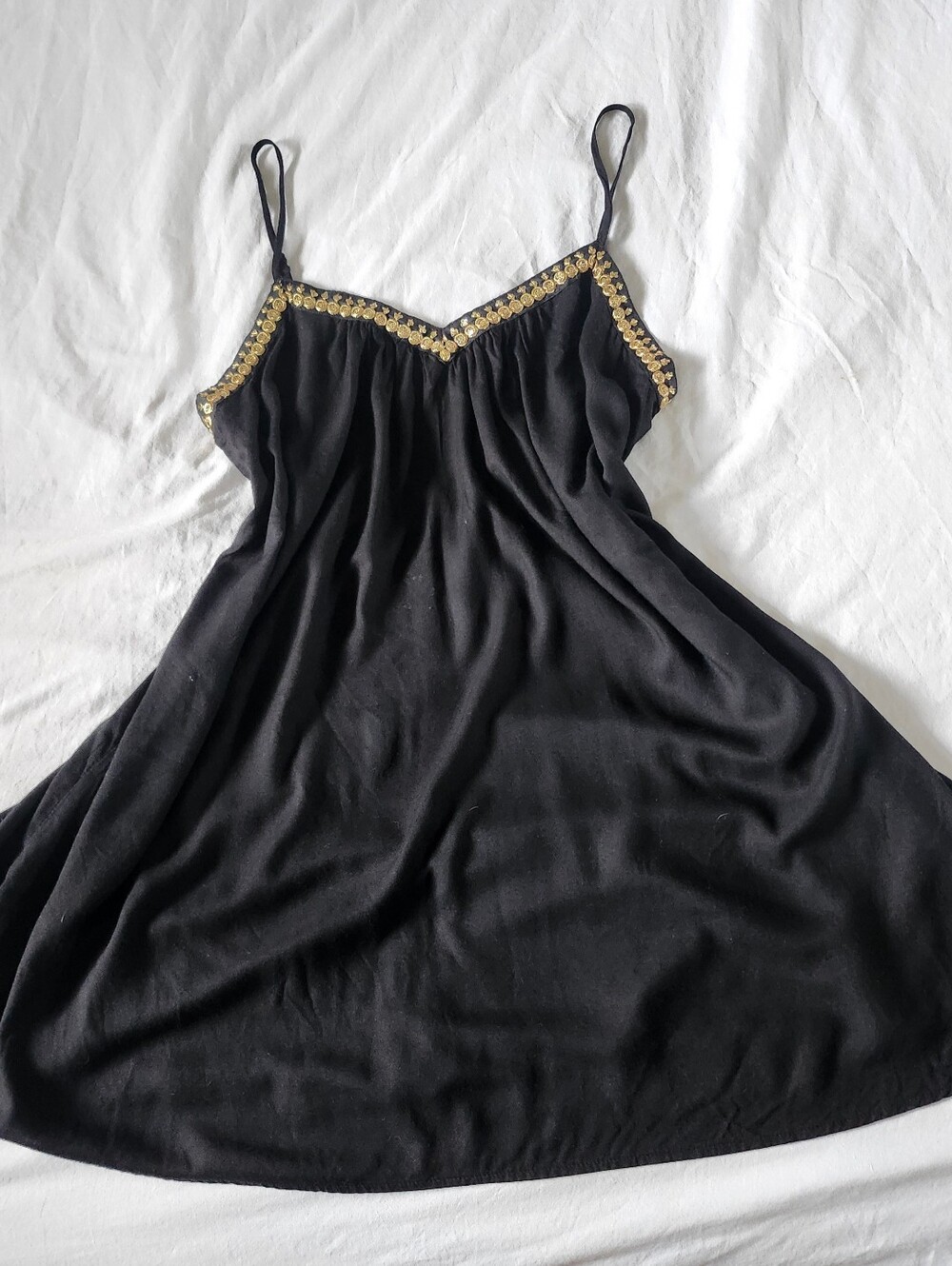 Volcom Black Mini Dress with Gold Trim